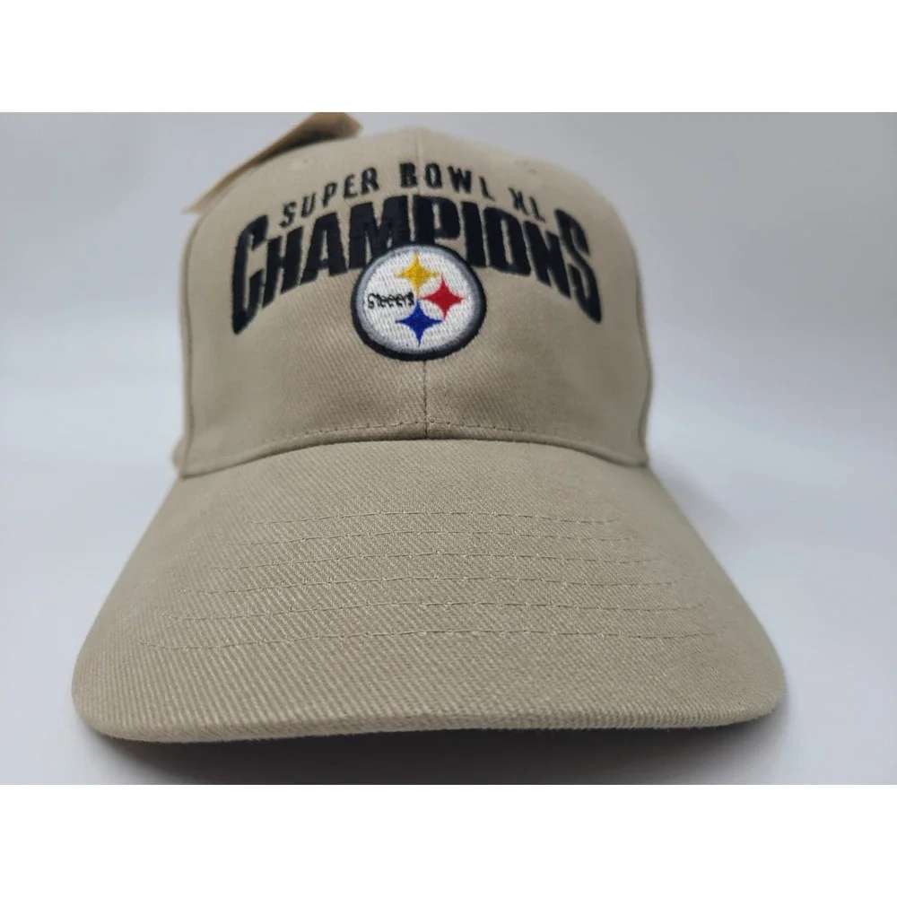 Vintage Pittsburgh Steelers Super Bowl XL Champions Strapback Hat Cap NFL‎ Beige